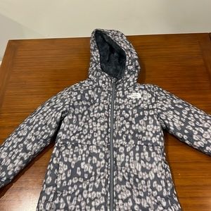 North Face Girls Gray Reversible Plush Winter Coat L 10/12